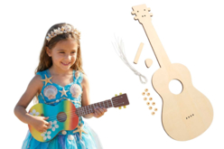 Guitare décorative en bois avec élastique - Jeux et Jouets en bois - 10doigts.fr