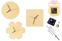 Horloges en bois - 3 formes assorties - Horloges en bois – 10doigts.fr