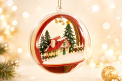 Kit 10 boules de Noël transparentes – Village en bois à monter et décorer - Boules de Noël DIY - 10doigts.fr - 2
