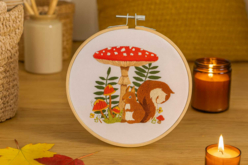 Kit broderie avec cercle en bois champêtre - Tambours et toiles à broder - 10doigts.fr - 2