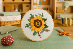 Kit broderie tout inclus : Tournesol - Kits Mercerie - 10doigts.fr