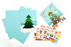 Kit cartes sapin de Noël + gommettes - 1 set (4 cartes) - Cartes de voeux - 10doigts.fr