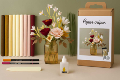Kit fleurs en diy papier crépon - Bouquet automnal - Fleurs en crépon - 10doigts.fr - 2