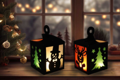 Kit lanternes de Noël en papier vitrail - 4 pièces - Photophores Noël – 10doigts.fr
