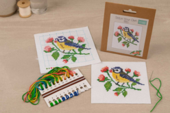 Kit mini points de croix comptés : Oiseau - Kits Mercerie - 10doigts.fr