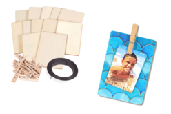 Magnets en bois - kit pour 12 réalisations - Cadres photos en bois – 10doigts.fr