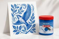linogravure bleue - Peinture linogravure - 10doigts.fr