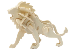 Lion 3D en bois naturel à monter - Maquettes en bois – 10doigts.fr