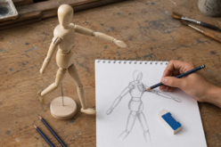 Mannequin articulé en bois, homme - Accessoires de dessin Beaux-Arts - 10doigts.fr