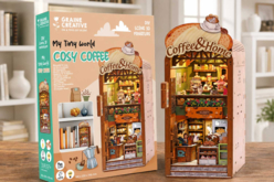 Maquette 3D lumineuse - "Le café" - Maquettes en bois - 10doigts.fr