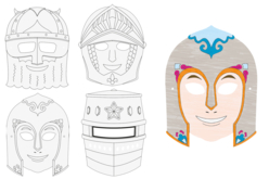Masques chevaliers - 4 motifs assortis - Masques – 10doigts.fr