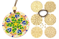 Colliers en bois Mandala - 6 médaillons - Kits bijoux – 10doigts.fr