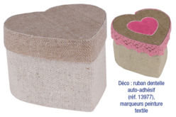Mini-boîtes coeur en lin - Lot de 4 - Coton, lin – 10doigts.fr