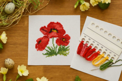 mini Kit points de croix : Coquelicots - Kits Mercerie - 10doigts.fr