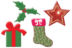 Motifs de Noël en bois décoré - 8 pièces - Déco en bois peints – 10doigts.fr