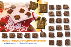 Moule chocolats calendrier de l'avent - 24 motifs - Moules gourmandises – 10doigts.fr