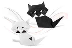 Papier origami bicolore noir&blanc, 15 x 15 cm - 100 fles - Papiers Origami - 10doigts.fr
