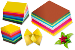 Feuilles unies pour Origami - Forme carrée - Papiers Origami – 10doigts.fr