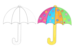 Maxi parapluies en carte forte - 6 pièces - Supports à colorier – 10doigts.fr