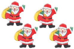 Pères Noël en bois décoré - Set de 12 - Motifs peints – 10doigts.fr