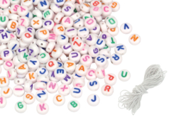 Perles rondes alphabet multicolore - 250 perles - Perles Alphabet – 10doigts.fr