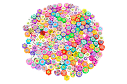 Perles animaux, fleurs et smiley- environ 200 perles - Perles Pâte polymère – 10doigts.fr