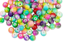 Perles arc-en-ciel en verre - 100 perles - Perles Verre – 10doigts.fr