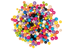 Perles rondes en bois couleurs assorties - 300 perles - Perles Bois – 10doigts.fr