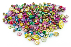 Perles métallisées "Mardi Gras" - 300 perles - Perles Plastique – 10doigts.fr - 2