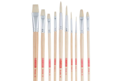 Pinceaux  soies de porc, manche long - 10 pièces - Pinceaux et brosses pour peinture acrylique - 10doigts.fr - 2