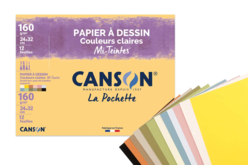 Pochette Canson Mi-Teintes, couleurs claires- 12 feuilles - Papiers colorés - 10doigts.fr