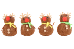 Petits cerfs pompons - 4 pièces - Petites décorations de Noël – 10doigts.fr