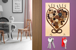 Porte-clés mural Coeur - Boutons - 10doigts.fr