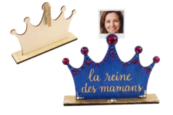Porte-photo couronne en bois maman - Supports plats en bois - 10doigts.fr