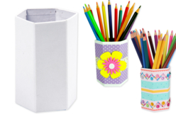 Pots à crayons hexagonaux en carton blanc - Pots en carton – 10doigts.fr