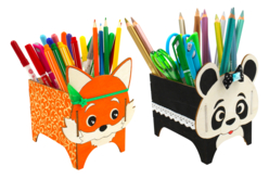 Pots à crayons panda et renard - Set de 2 - Matériel de classe – 10doigts.fr