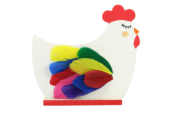 Silhouette poule en bois + socle - Formes de Pâques à décorer – 10doigts.fr - 2