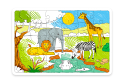 Grand Puzzle Savane à colorier - Puzzle à colorier, dessiner ou peindre – 10doigts.fr - 2