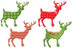 Rennes de Noël en bois décoré - Set de 8 - Motifs peints – 10doigts.fr