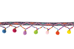 ruban multicolore pompons perles - 1 m