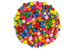 sachet 180 permes en bois colorées - Perles Bois - 10doigts.fr