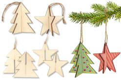 Sapin 3D ou étoile 3D à suspendre - Décorations de Noël en bois – 10doigts.fr