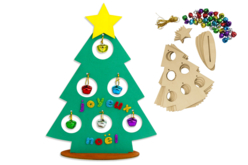 Sapins à grelots à fabriquer - 6 pièces - Supports de Noël en bois – 10doigts.fr