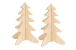Sapins 3D en bois - 2 pièces - Objets en bois Noël – 10doigts.fr