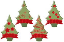 Sapins de Noël en bois décoré - 8 pièces - Déco en bois peints – 10doigts.fr