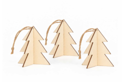 Sapins 3D à suspendre - Lot de 3 - Objets en bois Noël - 10doigts.fr