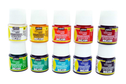 Set de 10 flacons de peinture vitrail 10 X 45 ml  - Peinture verre et faïence - 10doigts.fr