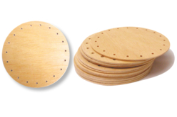 Set de 12 plaques rondes (ø 13 cm) en bois pré-troué