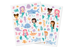 Set de 178 gommettes sirènes (2 planches) - Gommettes Histoires et décors - 10doigts.fr