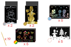 Set de 19 cartes à gratter color'mix  - Cartes à gratter, à poinçonner - 10doigts.fr - 2